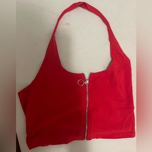 Red Zip Up crop top
